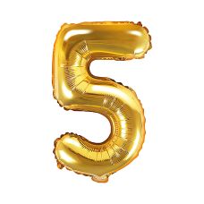 Balon Foliowy Cyfra 5 Złoty 35 cm do Powietrza