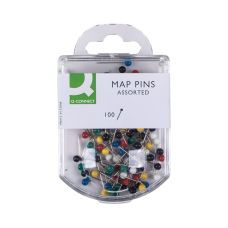 Szpilki biurowe Q-CONNECT, 4x20mm, mix kolorów, w plastikowym pudełku, 100 szt.