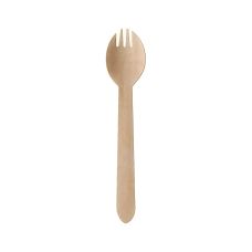 Łyżko-widelce drewniane jednorazowe 16 cm naturalne 100 sztuk do gastronomii