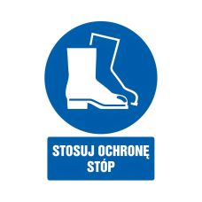 Znak BHP Stosuj ochronę stóp 105x148 mm na płycie PCV 1 mm nieświecący