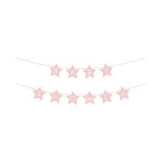 Baner Dekoracyjny Baby Shower Gwiazdki Jasnoróżowy 290x16.5 cm