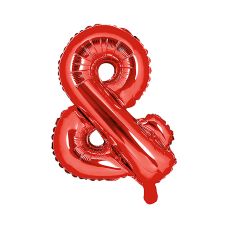 Balon Foliowy Znak "&" Metalizowany Czerwony 35 cm