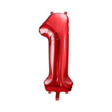 Balon Foliowy Cyfra '1' 86cm Czerwony Metalizowany