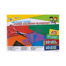 Zeszyt papierów kolorowych błyszczących GIMBOO, A5, 10 kartek, 80gsm, mix kolorów