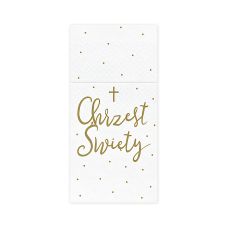 Kieszonka na Sztućce Papierowa Chrzest Święty Biała 10x20 cm (6 sztuk)