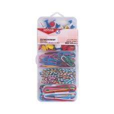 Zestaw biurowy pinezki i spinacze metalowe OFFICE PRODUCTS mix 135 sztuk