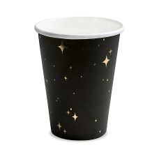 Kubeczki Papierowe Czarne ze Złotym Wzorem 260 ml (6 sztuk)