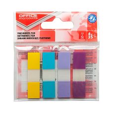 Zakładki indeksujące OFFICE PRODUCTS, PP, 12x43mm, 4x35 kart., zawieszka, mix kolorów pastel