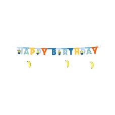 Baner Papierowy Happy Birthday Minionki Mix Kolorów 50x153 cm