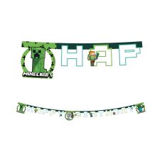 Baner urodzinowy papierowy minecraft 2 m 1 szt.