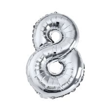 Balon foliowy cyfra 8 srebrny 80 cm