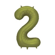 Balon Foliowy Cyfra 2 Oliwkowy 86cm do Powietrza i Helu
