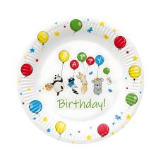 Talerz papierowy okrągły z wzorem Balony kolorowy średnica 23 cm 8 sztuk