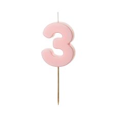 Świeczka Urodzinowa Cyfra 3 Jasnoróżowa 5.5 cm