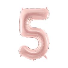Balon Foliowy Cyfra 5 Jasnoróżowy 72cm