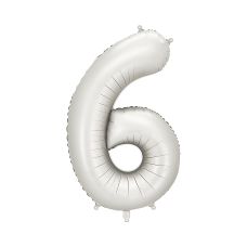 Balon Foliowy Cyfra 6 Srebrny 86cm do Helu i Powietrza