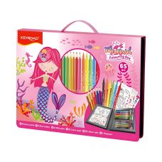 Zestaw artystyczny papierowy KEYROAD Mermaid 65 elementów pudełko z rączką różowy