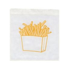Torebka papierowa na frytki biała 10+5 cm x 11 cm opakowanie 300 sztuk