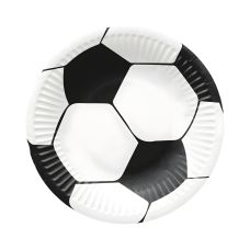 Talerz papierowy okrągły z wzorem Soccer średnica 18 cm opakowanie 8 sztuk