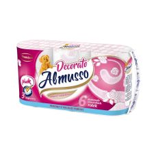 Almusso Decorato Różowy Papier Toaletowy 3-Warstwowy 6 Rolek