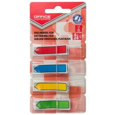 Zakładki indeksujące OFFICE PRODUCTS, PP, strzałka, 12x43mm, 4x24 kart., blister, mix kolor&oacute;w