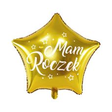 Balon foliowy Gwiazdka Mam Roczek 48cm złoty