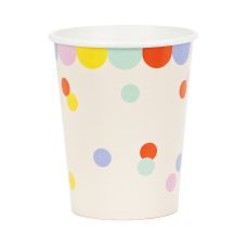Kubeczki Papierowe Konfetti Beżowe z Nadrukiem 220 ml Opakowanie 6 sztuk