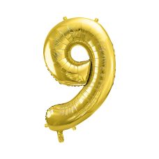 Balon Foliowy Cyfra 9 Jasne Złoto 72 cm