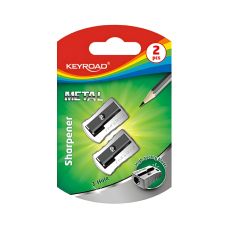 Temperówka metalowa aluminiowa KEYROAD pojedyncza ostrza 2 sztuki blister