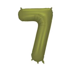 Balon Foliowy Cyfra 7 Oliwkowy Satynowy 86cm