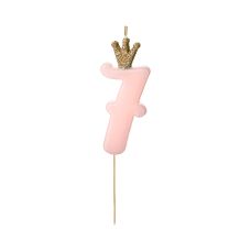 Świeczka Urodzinowa Cyferka 7 Jasnoróżowa 9.5cm