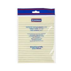 Bloczek samoprzylepny DONAU, 150x203mm, w linię, 1x50 kart., 75gsm, żółty