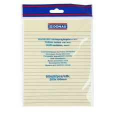 Bloczek samoprzylepny DONAU, 150x203mm, w linię, 1x50 kart., 75gsm, żółty