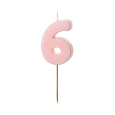 Świeczka Urodzinowa Cyfra 6 Jasnoróżowa 5.5 cm