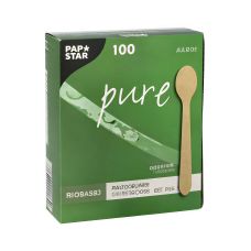 Łyżeczki drewniane 11 cm naturalne PURE bezbarwne 100 sztuk do gastronomii