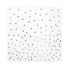 Serwetki Papierowe Białe Kropki Różowe Złoto 33x33cm (20 sztuk)