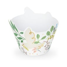 Papilotki na Muffinki Papierowe Kwiaty Białe z Kolorowym Nadrukiem 5x7.5x6.5 cm 6 sztuk