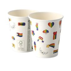 Kubek papierowy z powłoką dyspersyjną wzór Pride 250ml 50 sztuk