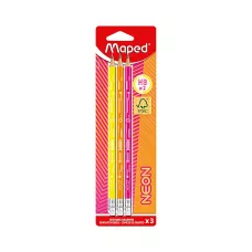 Ołówek z gumką Neon HB Maped 3 sztuki blister