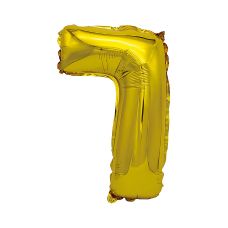 Balon foliowy cyfra 7 z trwałej folii Mylar złoty wysokość 80 cm