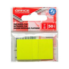 Zakładki indeksujące OFFICE PRODUCTS, PP, 25x43mm, 1x50 kart., zawieszka, żółte