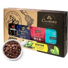 Zestaw Prezentowy Caveres 4 kawy ziarniste Aroma Pieno, Vero Gusto, Rosso, Turchese
