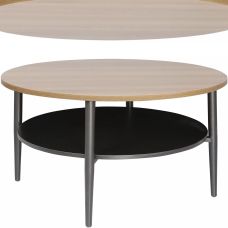 Ława okrągła Ella dąb czarny metal 80x45 cm z półką XL Signal