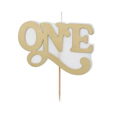 Świeczka urodzinowa "ONE" zimne złoto 3.8x6.5 cm
