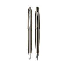 Zestaw długopis i ołówek automatyczny Scrikss Noble 35 w eleganckim etui, kolor ciemny brąz