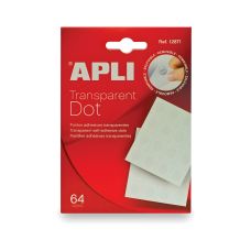Kółka mocujące APLI typu dot usuwalne transparentne 64 sztuki