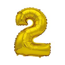 Balon foliowy cyfra 2 złoty 80 cm - dekoracja na eventy i jubileusze