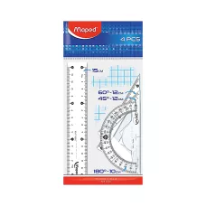 Zestaw Geometryczny Start Mini Linijka 15 cm Ekierki Kątomierz Przezroczysty