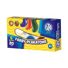 Farby Plakatowe Szkolne ASTRA 6 Kolorów 20ml Zestaw