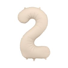 Balon Foliowy Cyfra 2 Matowy Jasny Beż 86cm